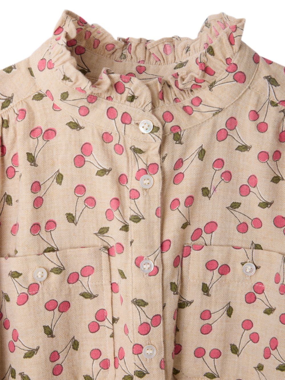Abito per bambina Bonpoint Kids beige con stampa Cherry all-over W06GDRW00016 609 BONPOINT KIDS
