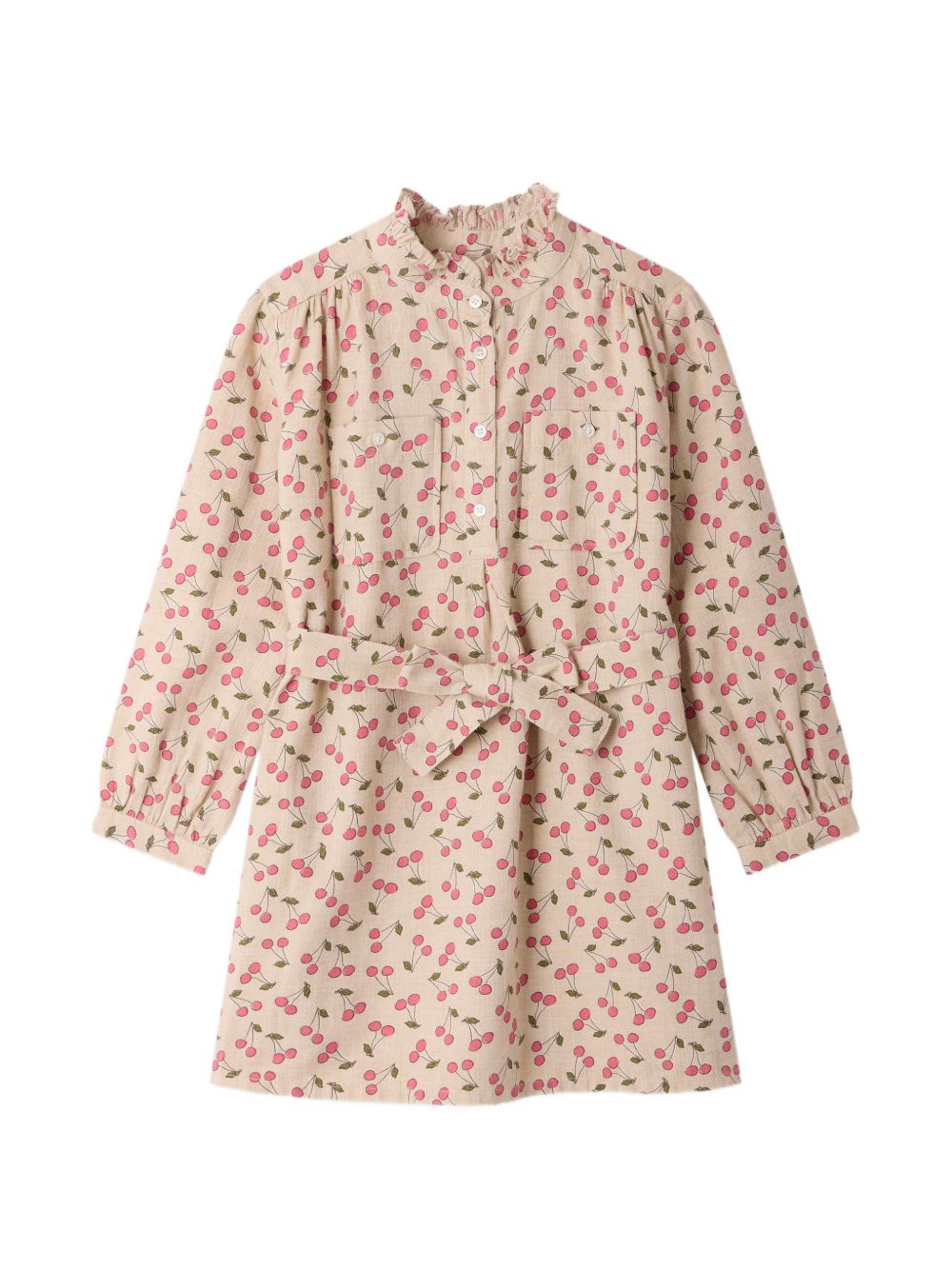 Abito per bambina Bonpoint Kids beige con stampa Cherry all-over W06GDRW00016 609 BONPOINT KIDS
