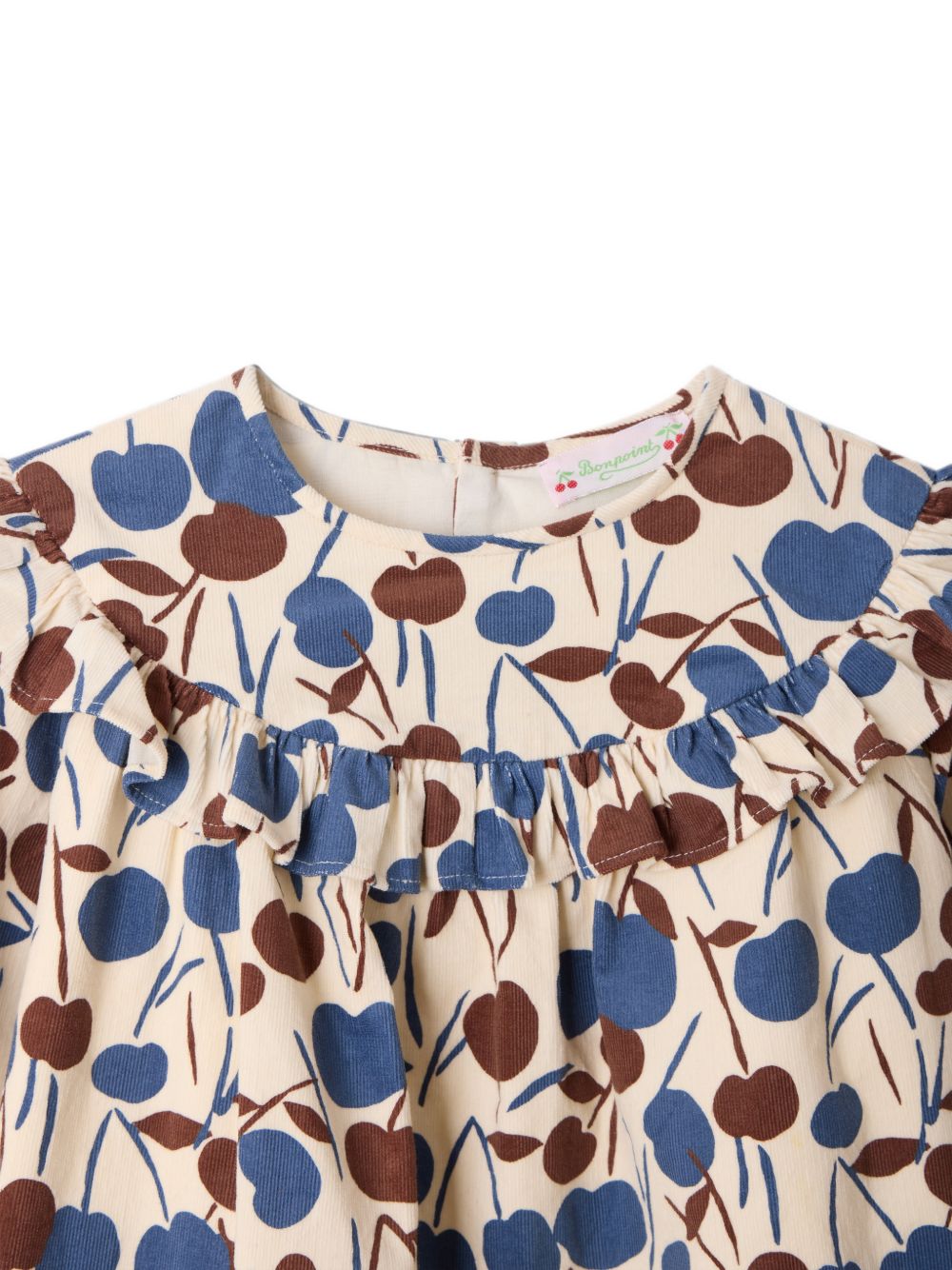 Abito per bambina Bonpoint Kids beige con stampa cherry all-over W06GDRW00024 665 BONPOINT KIDS