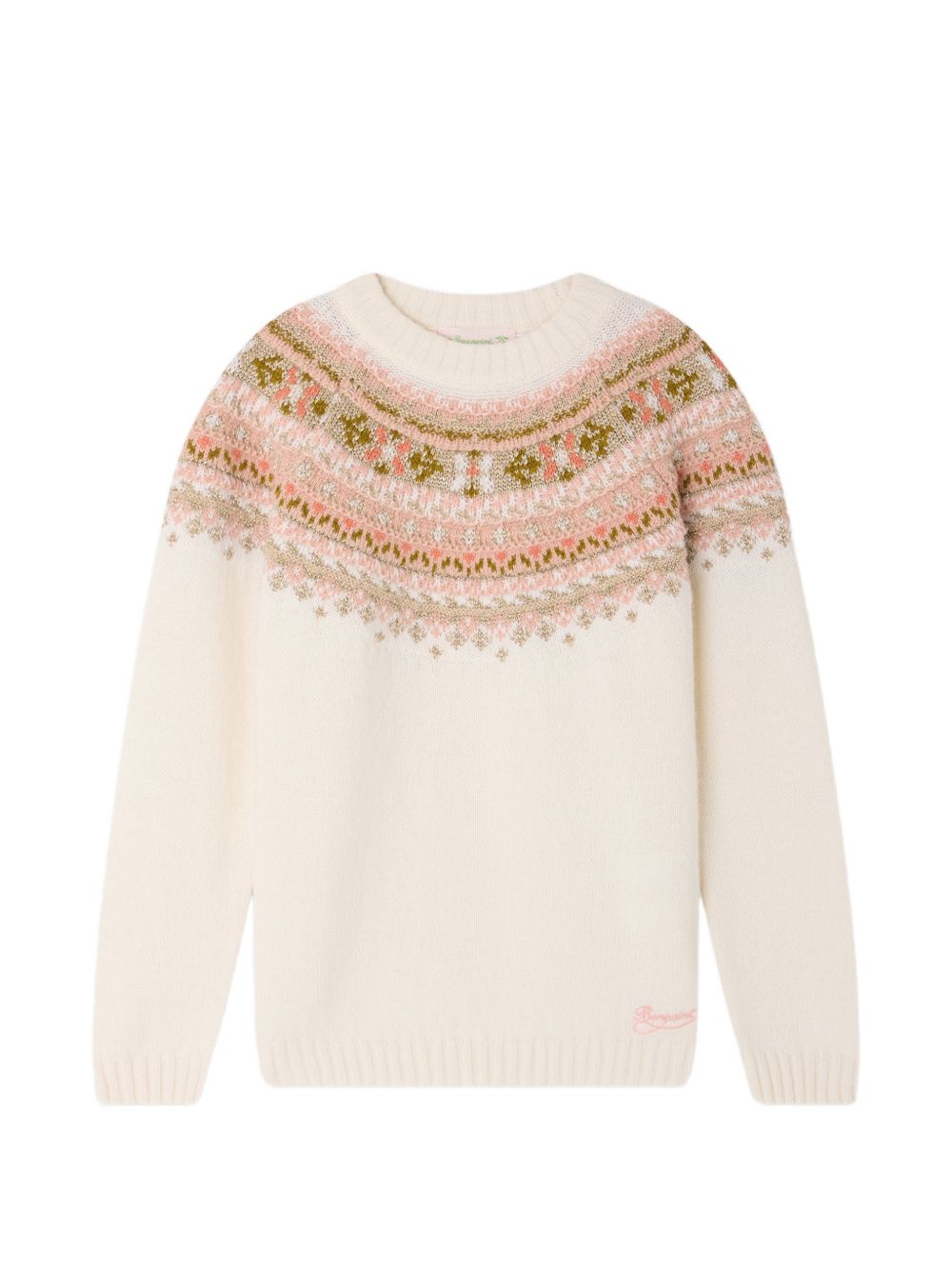 Maglione per bambina Bonpoint Kids écru con intarsio Fair Isle W06GJUK00009 902 BONPOINT KIDS