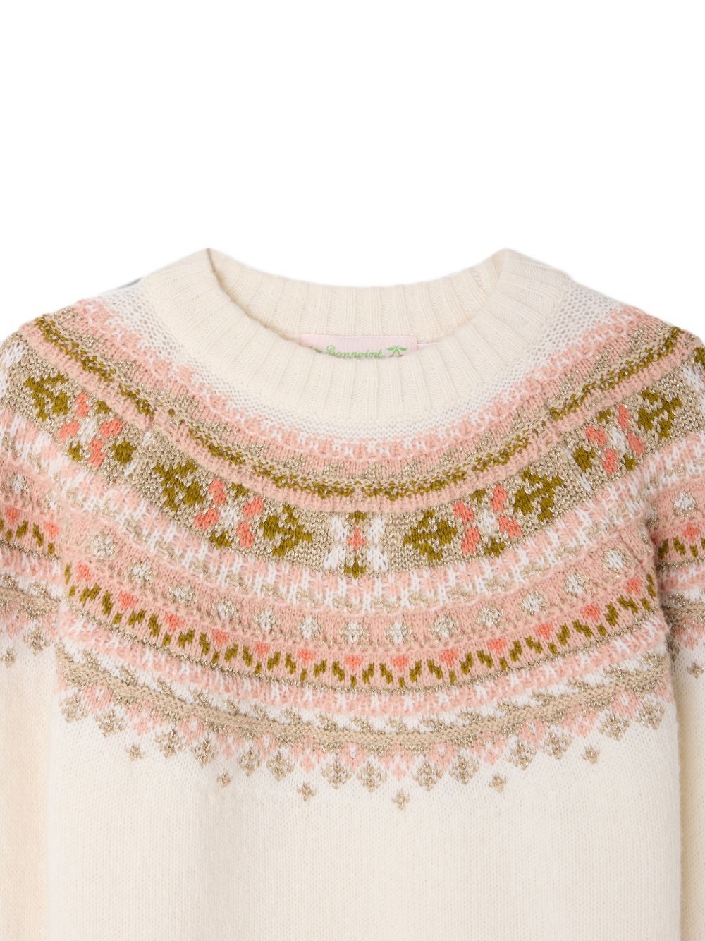 Maglione per bambina Bonpoint Kids écru con intarsio Fair Isle W06GJUK00009 902 BONPOINT KIDS
