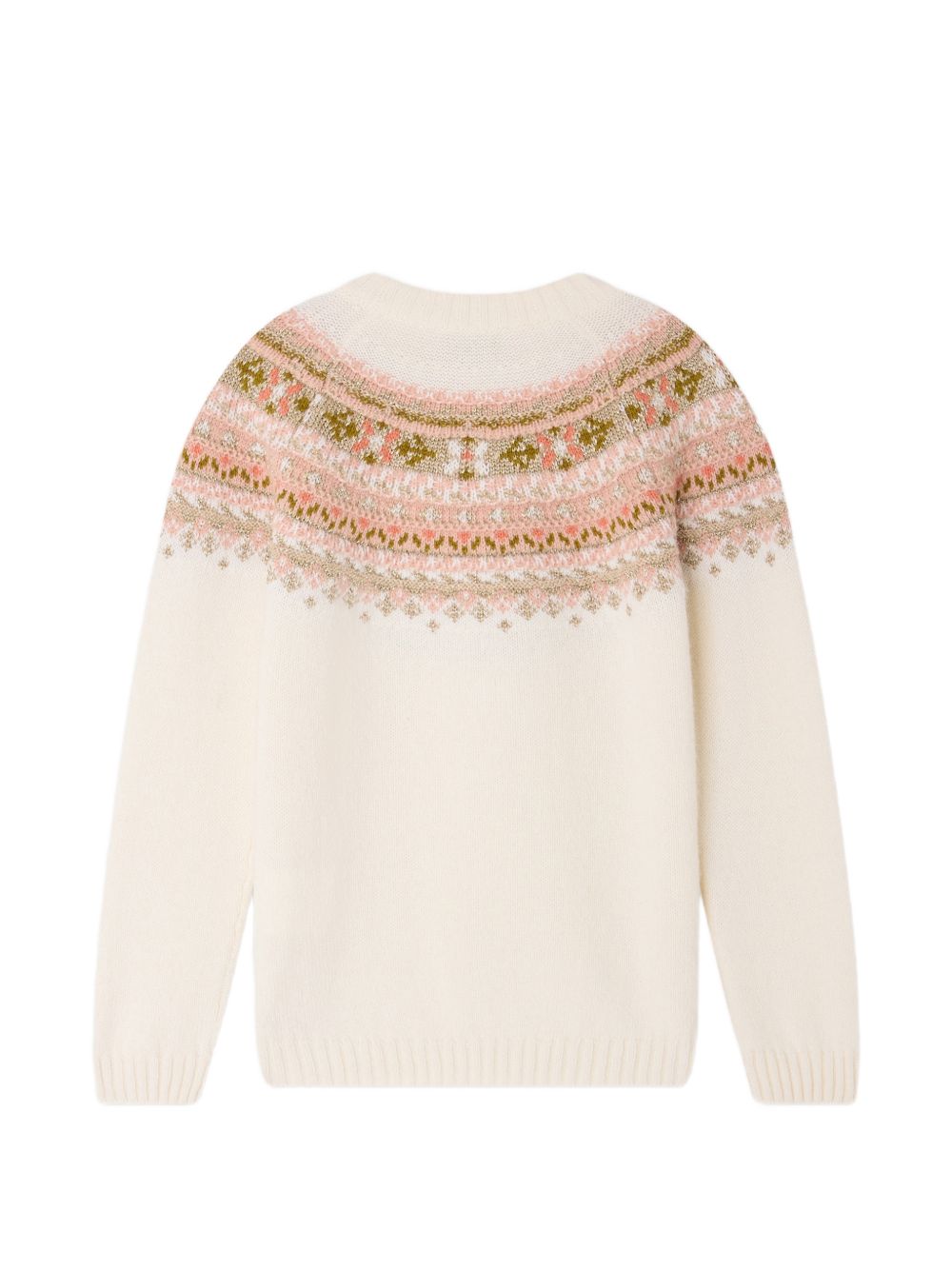 Maglione per bambina Bonpoint Kids écru con intarsio Fair Isle W06GJUK00009 902 BONPOINT KIDS