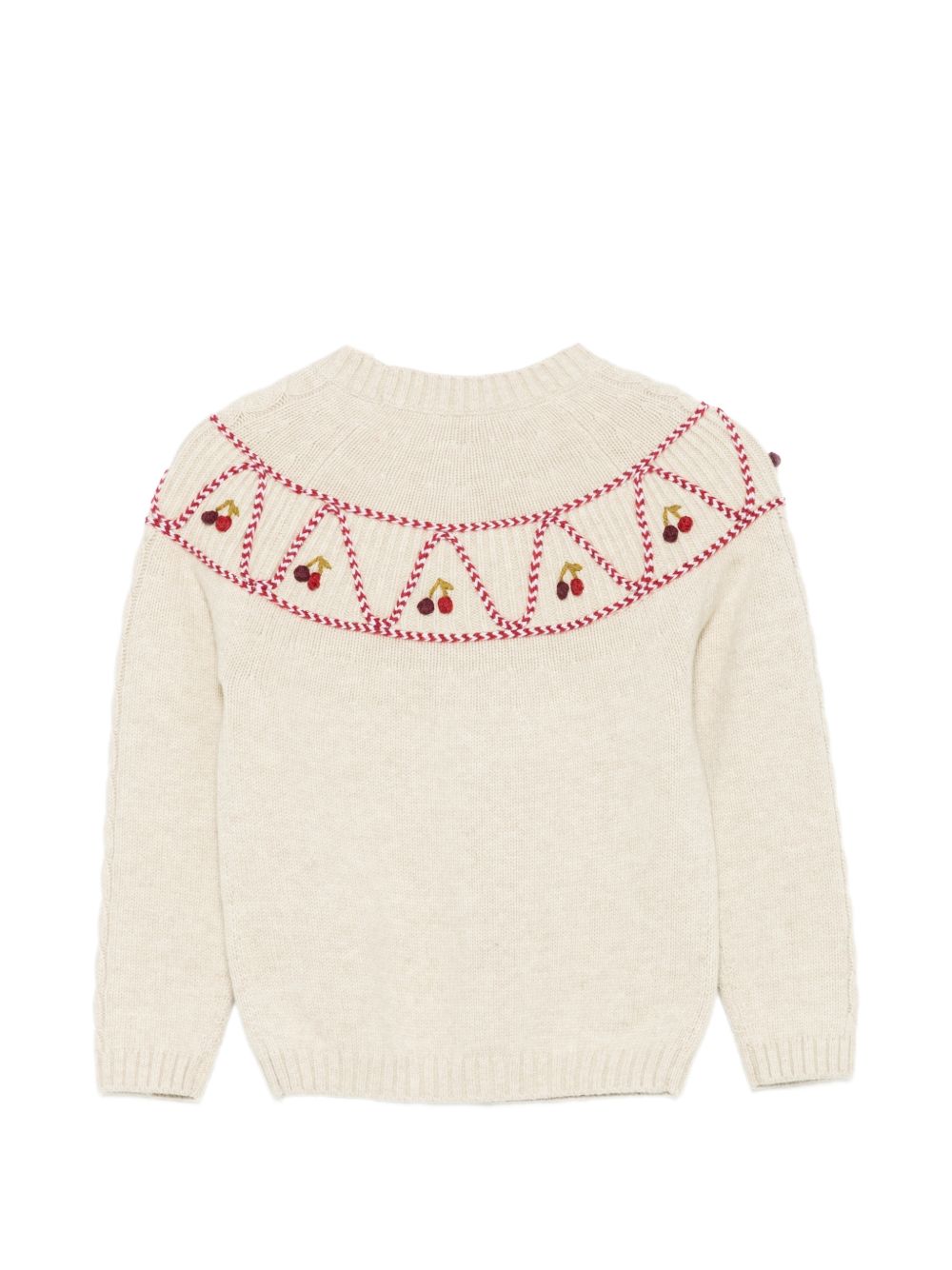 Maglione per bambina Bonpoint Kids bianco con carré ricamato W06GJUK00060 903B BONPOINT KIDS