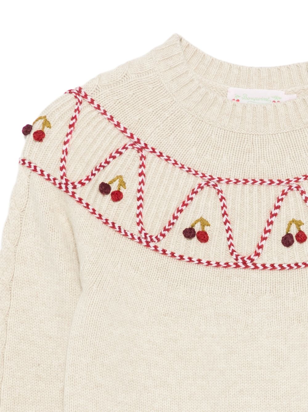 Maglione per bambina Bonpoint Kids bianco con carré ricamato W06GJUK00060 903B BONPOINT KIDS