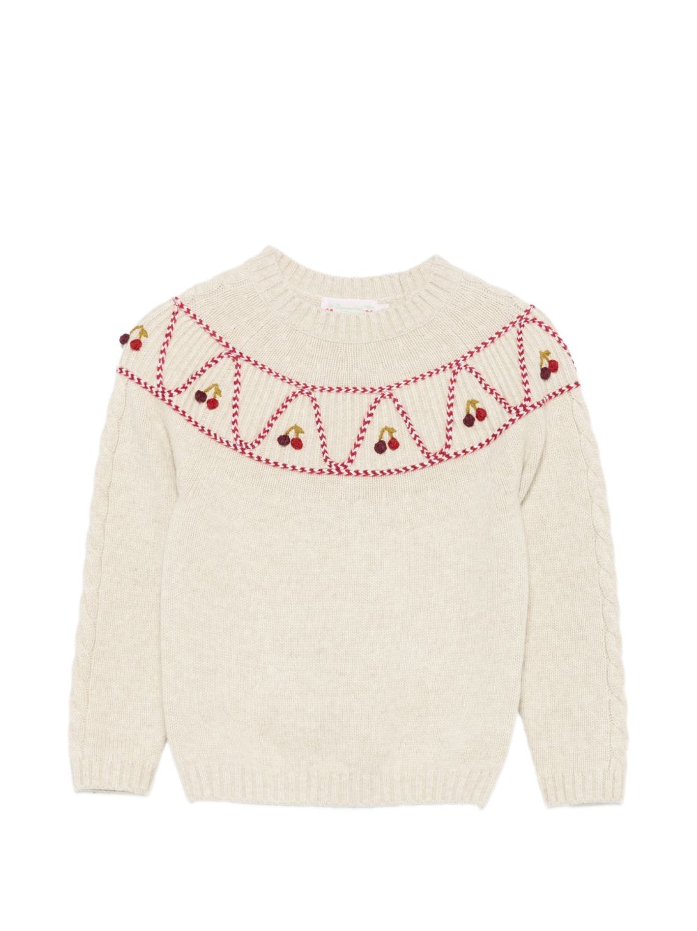 Maglione per bambina Bonpoint Kids bianco con carré ricamato W06GJUK00060 903B BONPOINT KIDS