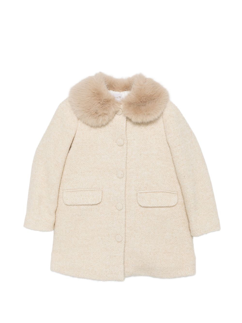 Cappotto per bambina Bonpoint Kids beige con colletto in pelliccia sintetica W06GOUW00017 060 BONPOINT KIDS