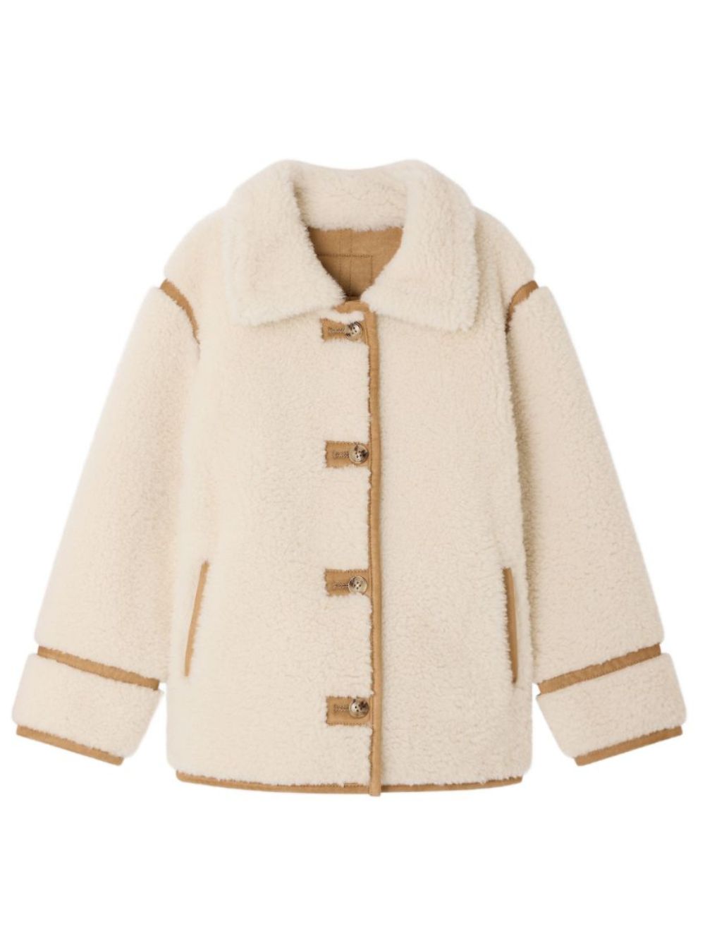 Cappotto per bambina Bonpoint Kids beige con trama effetto shearling W06GOUW00019 067B BONPOINT KIDS