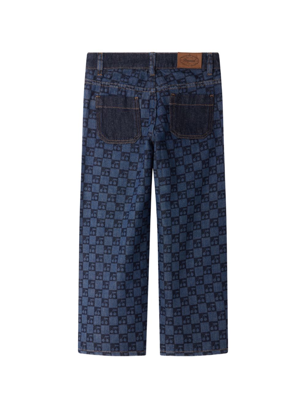 Jeans per bambina Bonpoint Kids blu con motivo a quadri con ciliegie W06GPAW00015 617 BONPOINT KIDS