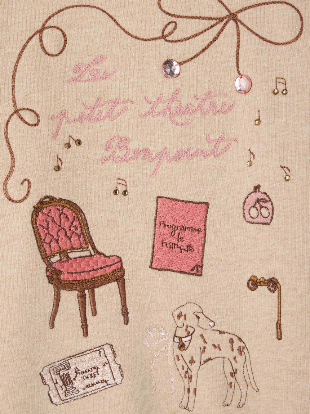 Felpa per bambina Bonpoint beige con stampa grafica W06GSWK00007 160A BONPOINT KIDS