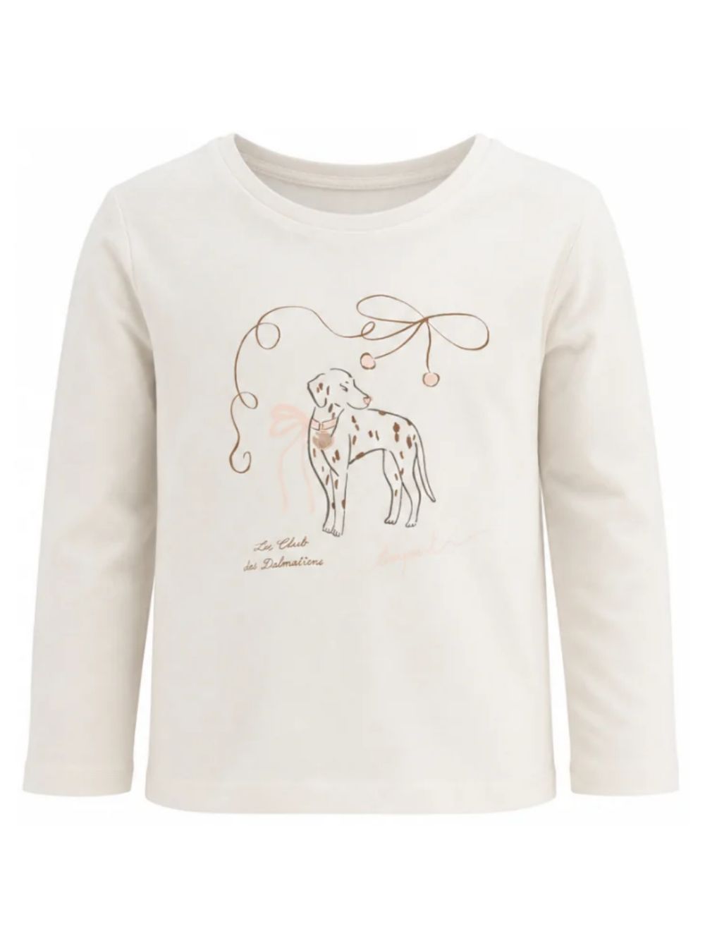 T-shirt per bambina Bonpoint Kids beige con stampa dalmata W06GTSK00010 102 BONPOINT KIDS