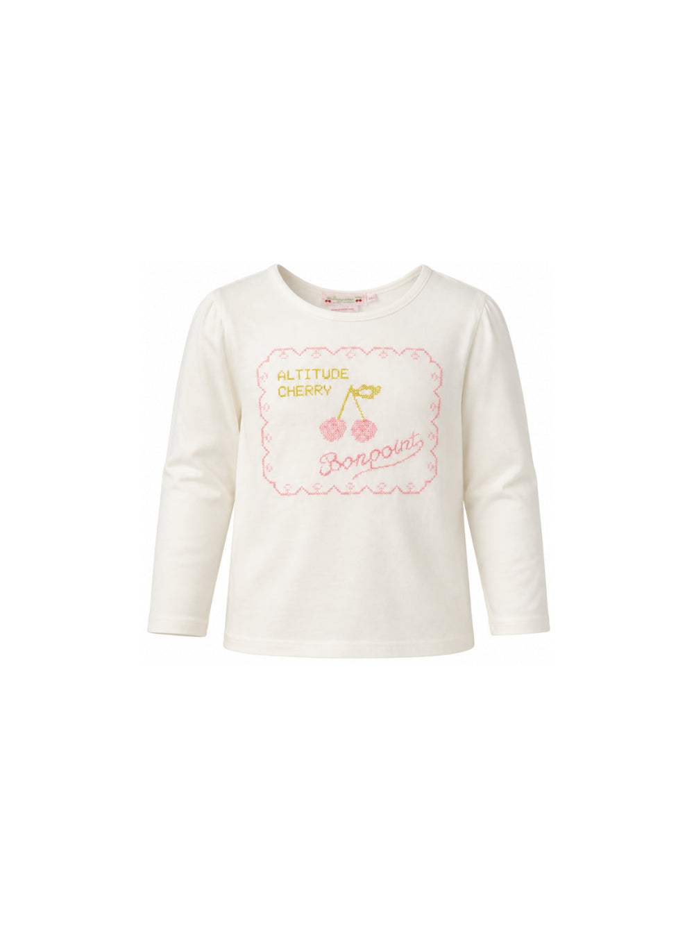 T-shirt per bambina Bonpoint Kids beige con ricamo sul davanti W06GTSK00016 102 BONPOINT KIDS