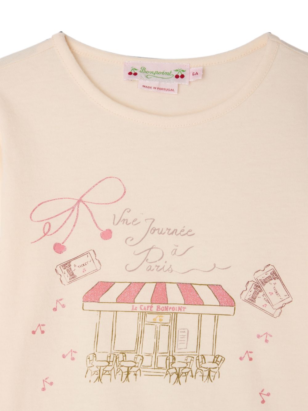 T-shirt Gracieuse per bambina Bonpoint Kids beige con stampa grafica sul davanti W06GTSK00020 121 BONPOINT KIDS