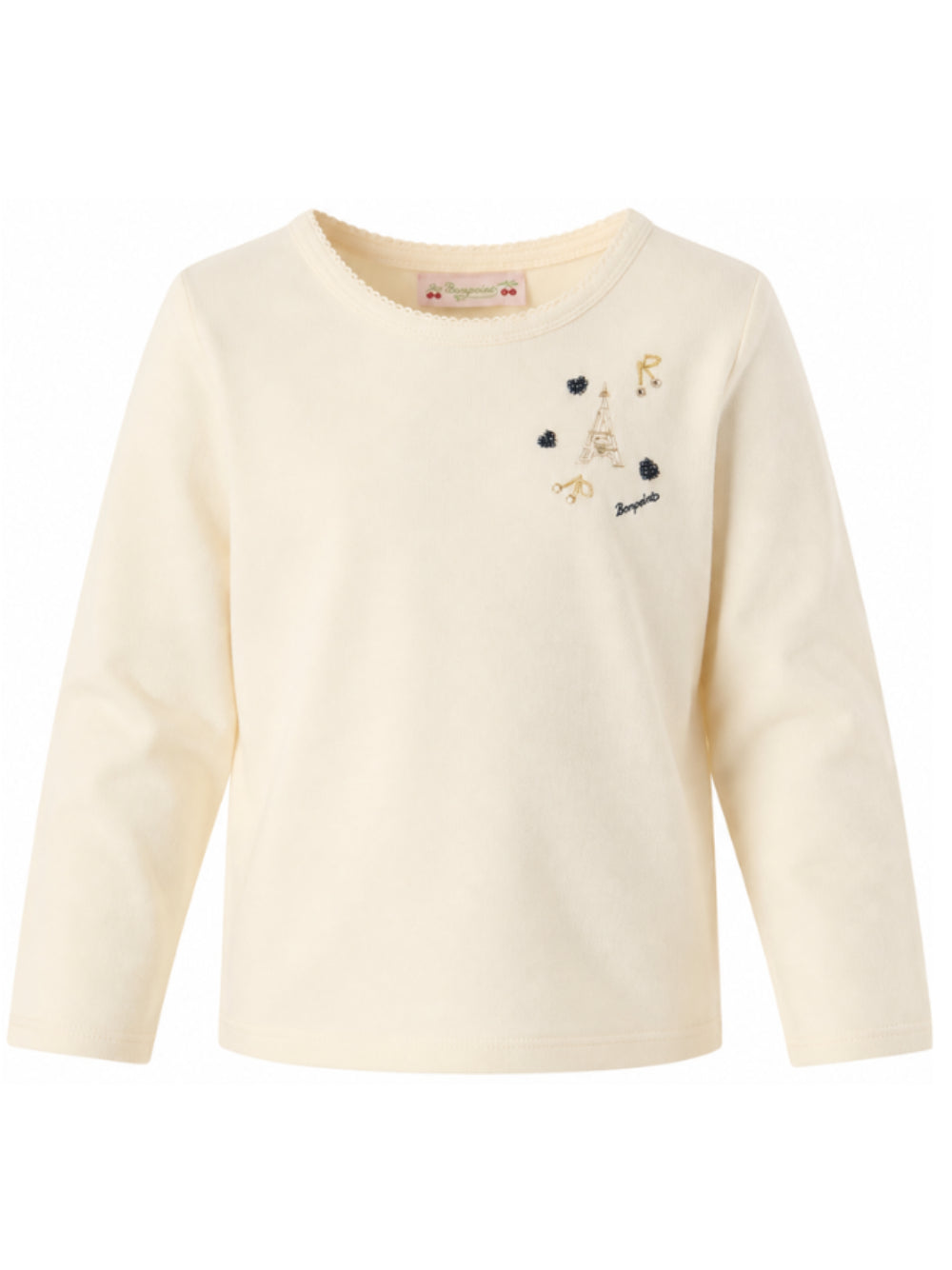 T-shirt per bambina Bonpoint Kids beige con applicazione W06GTSK00022 102 BONPOINT KIDS