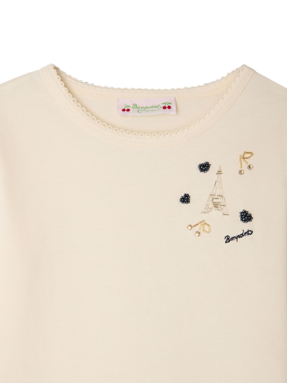 T-shirt per bambina Bonpoint Kids beige con applicazione W06GTSK00022 102 BONPOINT KIDS