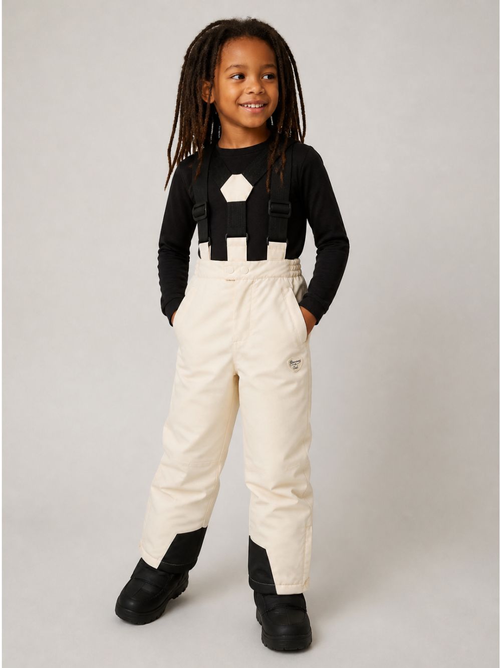 Pantaloni da sci Jodji per bambini Bonpoint Kids beige con cinghie regolabili e rimovibili W06KPAW00002 060A BONPOINT KIDS