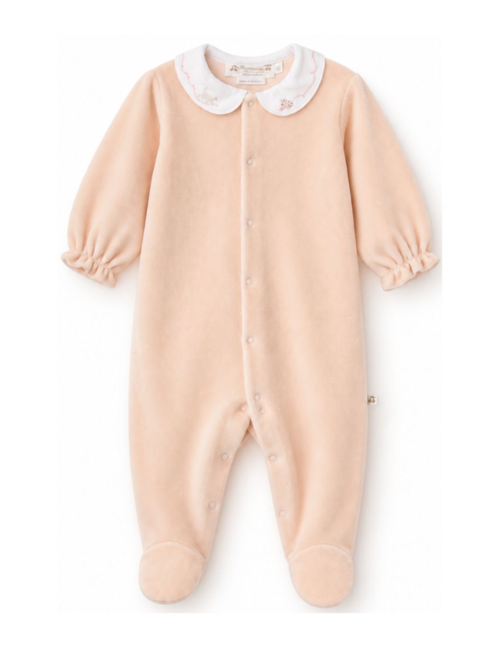Tutina per neonata Bonpoint Kids rosa con colletto alla Peter Pan con ricamo W06NNIK00002 024 BONPOINT KIDS