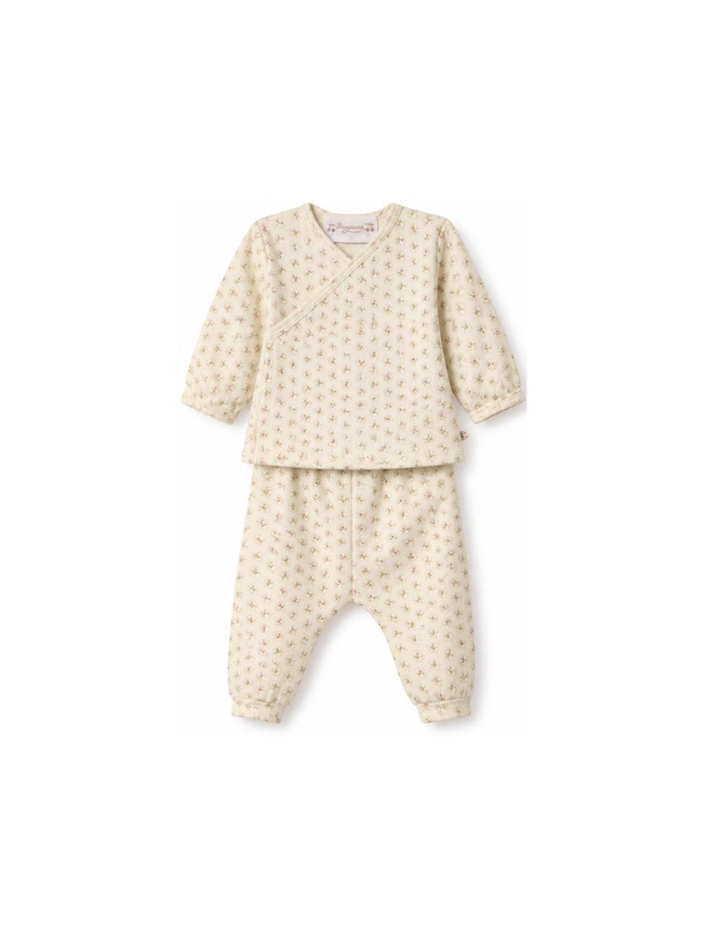 Pigiama per neonati Bonpoint Kids beige con stampa a fiori all-over W06NNIK00013 624 BONPOINT KIDS