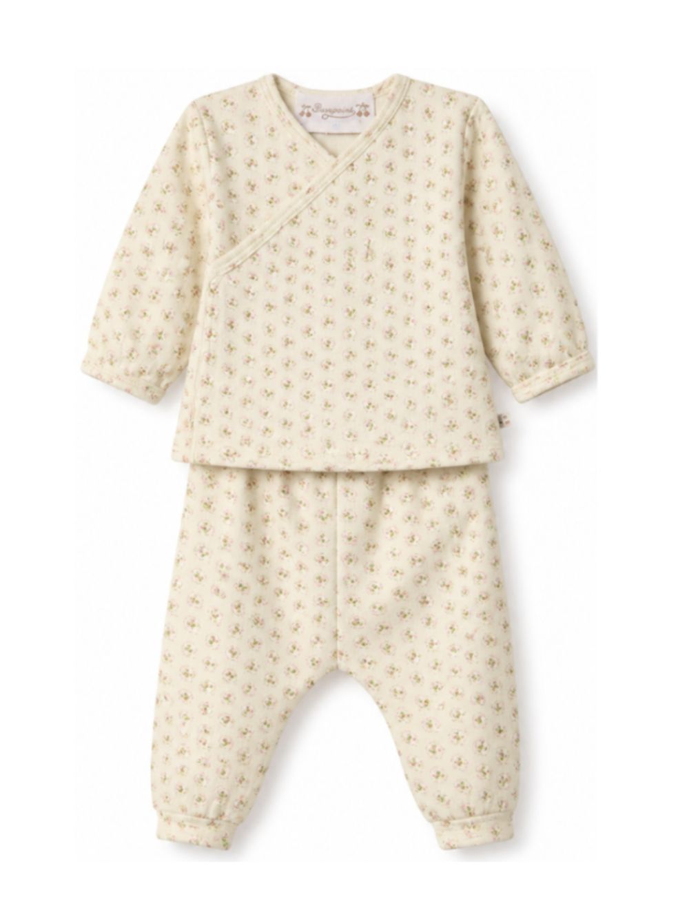 Pigiama per neonati Bonpoint Kids beige con stampa a fiori all-over W06NNIK00013 624 BONPOINT KIDS