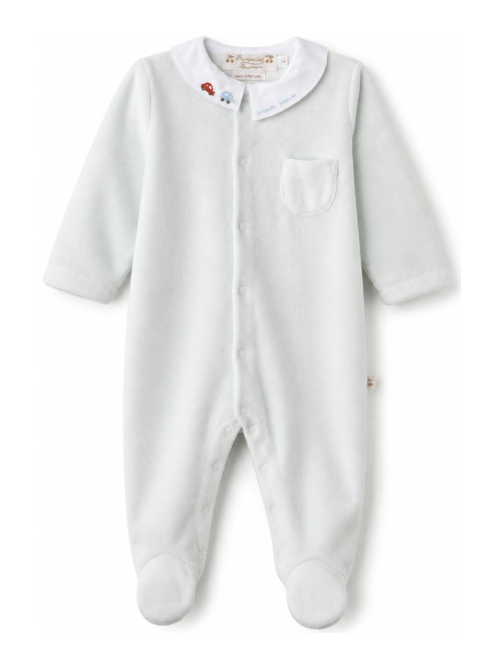 Tutina per neonato Bonpoint Kids azzurra con ricamo macchinine W06ONIK00015 010 BONPOINT KIDS