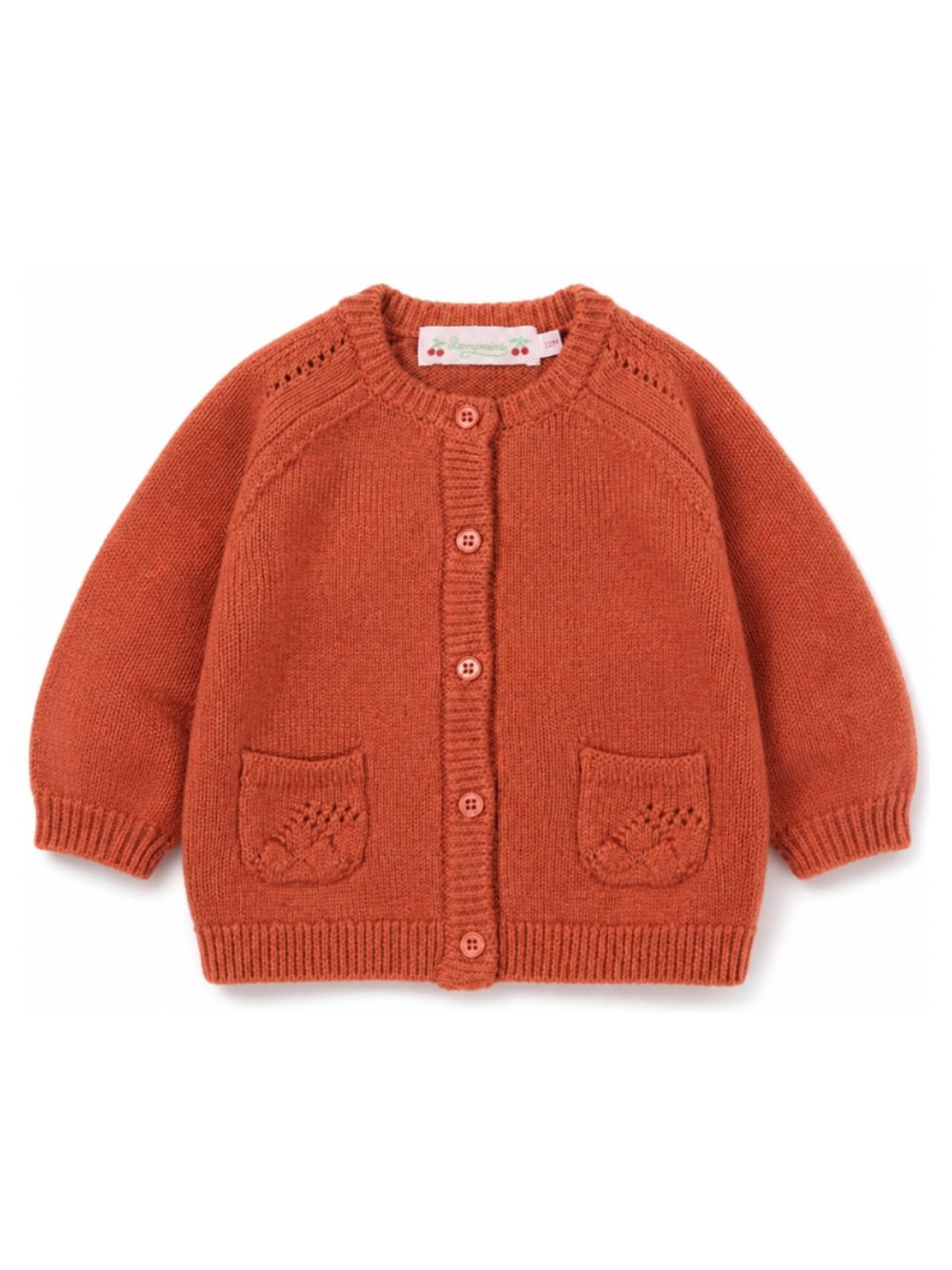 Cardigan per neonati Bonpoint arancione con due tasche applicate W06XCAK00002 035C BONPOINT KIDS