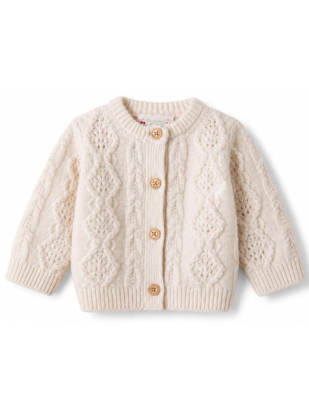 Cardigan per neonata Bonpoint Kids beige con maglia intrecciata W06XCAK00004 002 BONPOINT KIDS