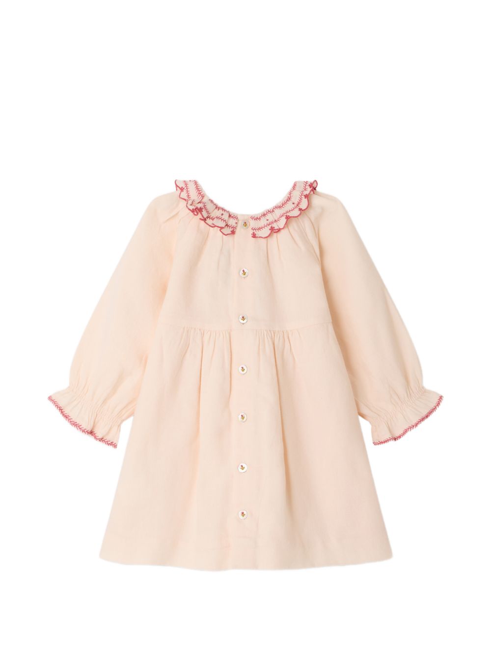 Abito per neonata Bonpoint Kids rosa con colletto ricamato W06XDRW00011 025A BONPOINT KIDS