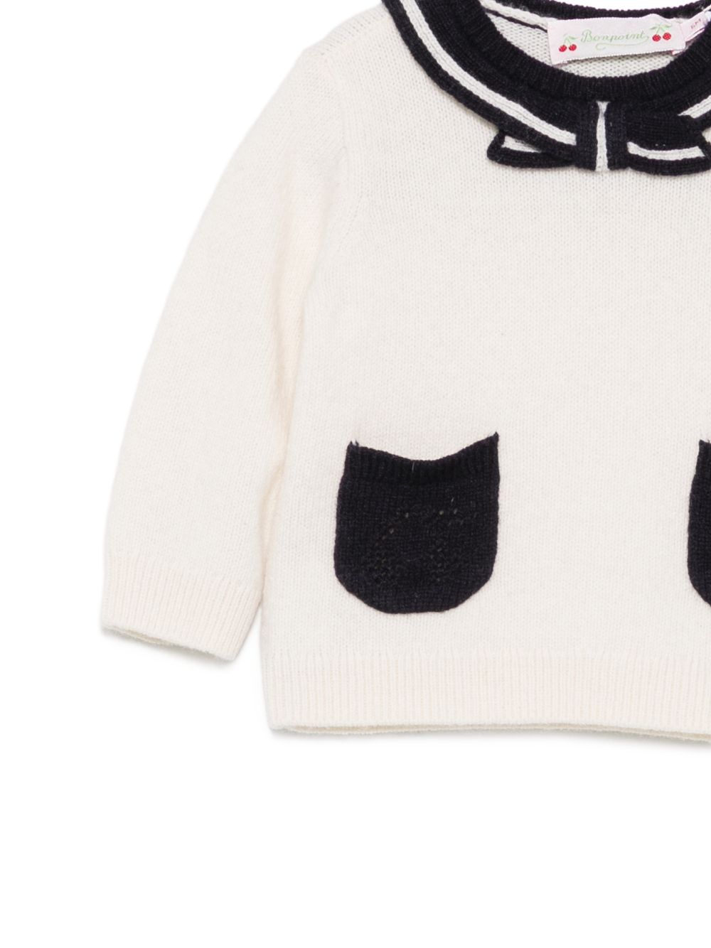 Maglione per neonata Bonpoint Kids bianco con dettaglio fiocco sul davanti W06XJUK00002 903 BONPOINT KIDS