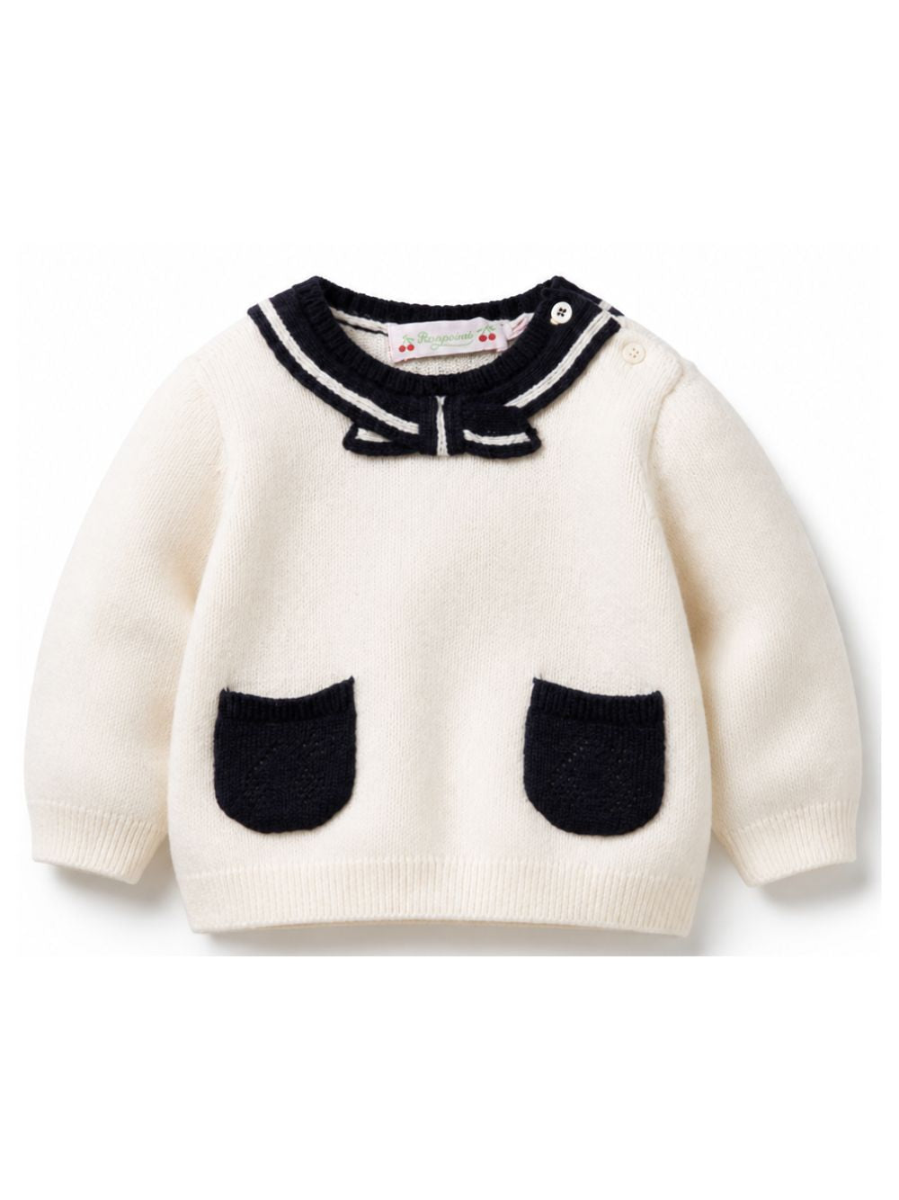 Maglione per neonata Bonpoint Kids bianco con dettaglio fiocco sul davanti W06XJUK00002 903 BONPOINT KIDS