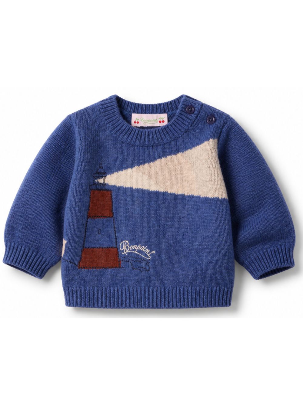 Maglione per neonato Bonpoint Kids blu con decorazione ricamata W06YJUK00002 915B BONPOINT KIDS