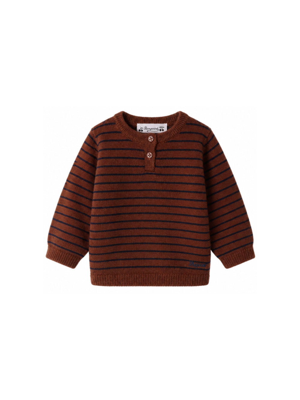 Maglione per neonato Bonpoint Kids marrone con design a righe W06YJUK00003 268A BONPOINT KIDS