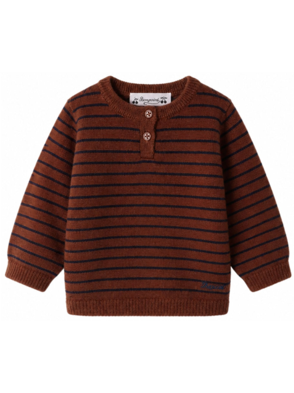 Maglione per neonato Bonpoint Kids marrone con design a righe W06YJUK00003 268A BONPOINT KIDS