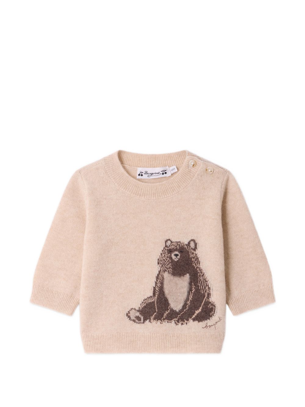 Maglione per neonati Bonpoint Kids beige con motivo orso ricamato W06YJUK00008 160B BONPOINT KIDS
