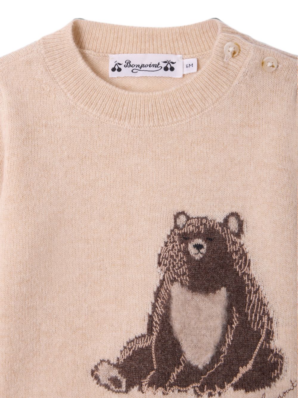 Maglione per neonati Bonpoint Kids beige con motivo orso ricamato W06YJUK00008 160B BONPOINT KIDS