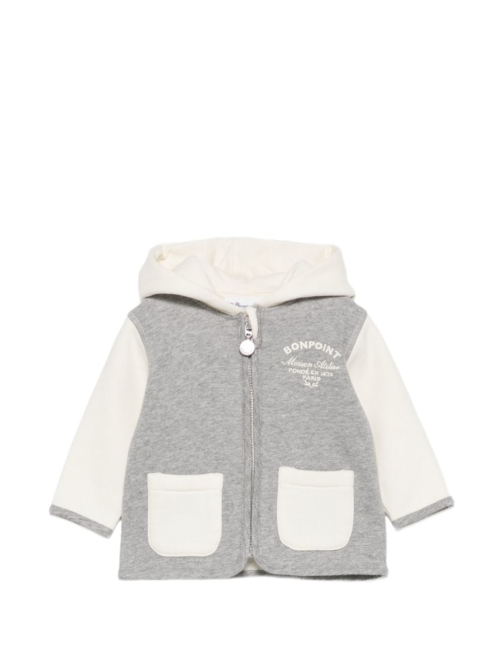 Felpa per neonato Bonpoint grigia con maniche a contrasto W06YSWK00001 194A BONPOINT KIDS