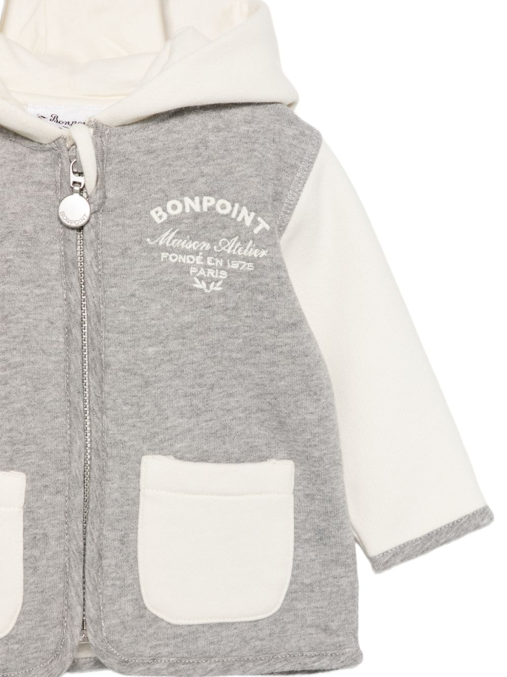 Felpa per neonato Bonpoint grigia con maniche a contrasto W06YSWK00001 194A BONPOINT KIDS