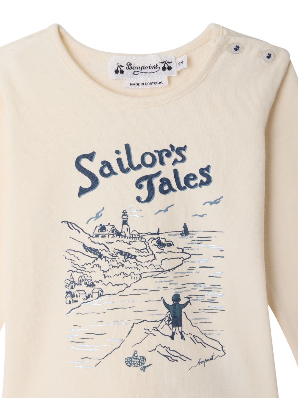 T-shirt per neonato Bonpoint beige con stampa grafica W06YTSK00005 104 BONPOINT KIDS