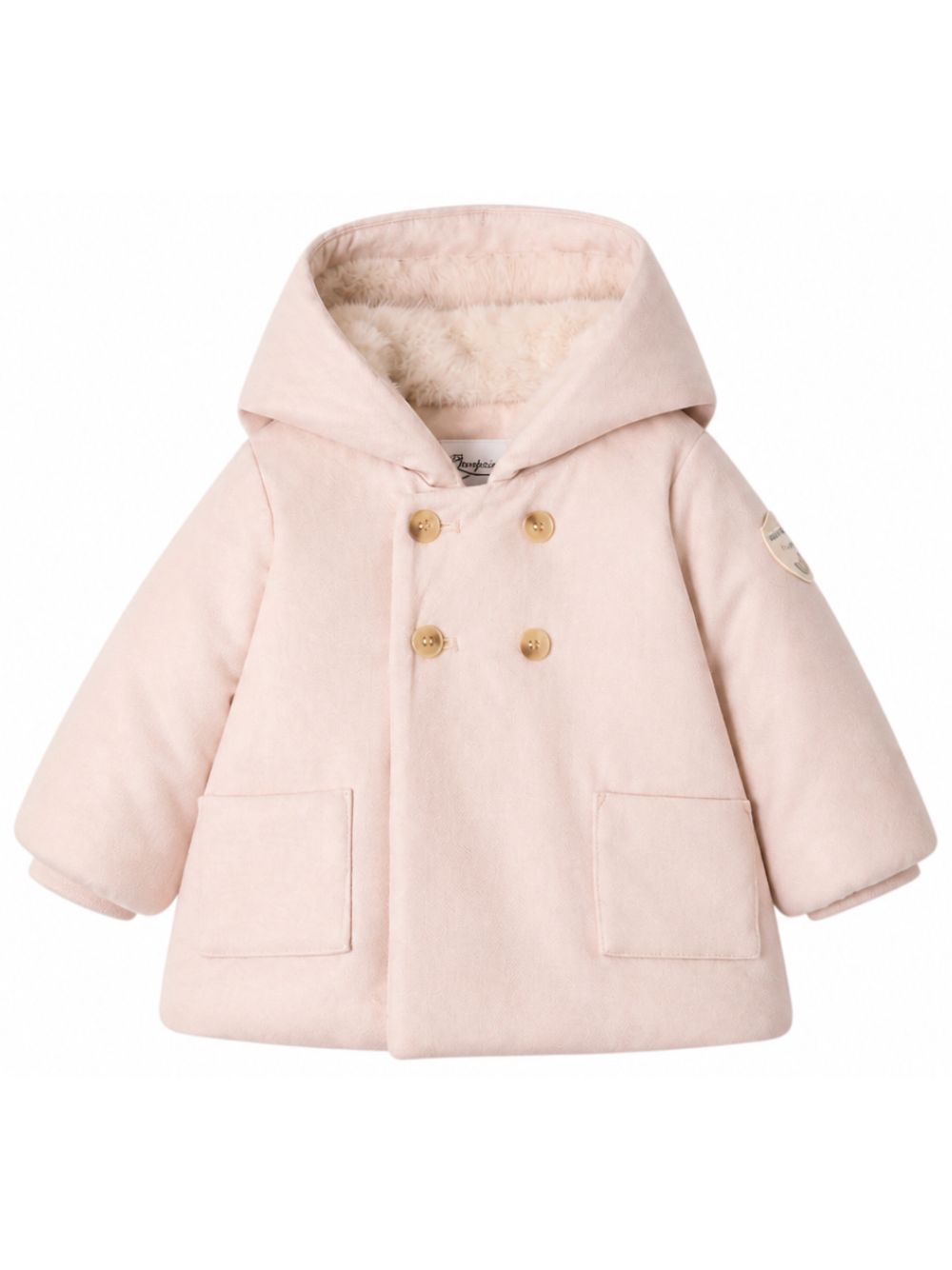 Cappotto per neonata Bonpoint Kids beige con finitura in pelliccia sintetica W06ZOUW00004 060B BONPOINT KIDS