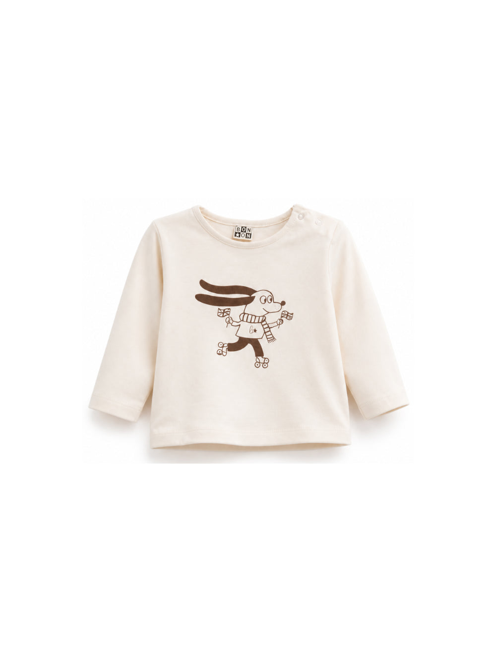 T-shirt per neonata Bonton Kids beige con stampa grafica sul davanti BD10051 120 BONTON KIDS