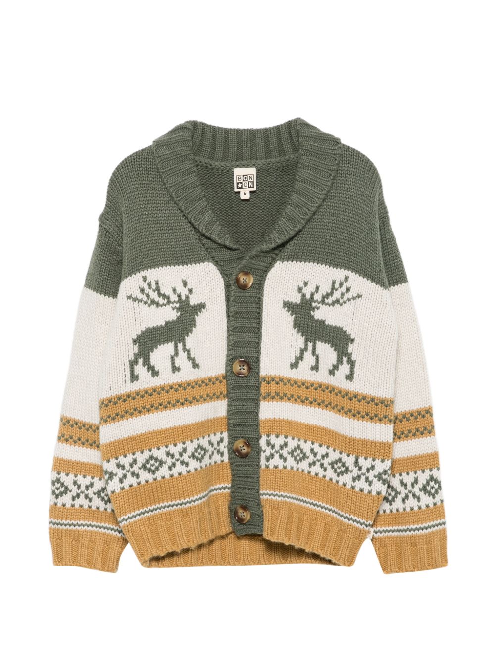 Cardigan con intario per bambino Bonton Kids multicolor con revers a scialle BD18063 510 BONTON KIDS