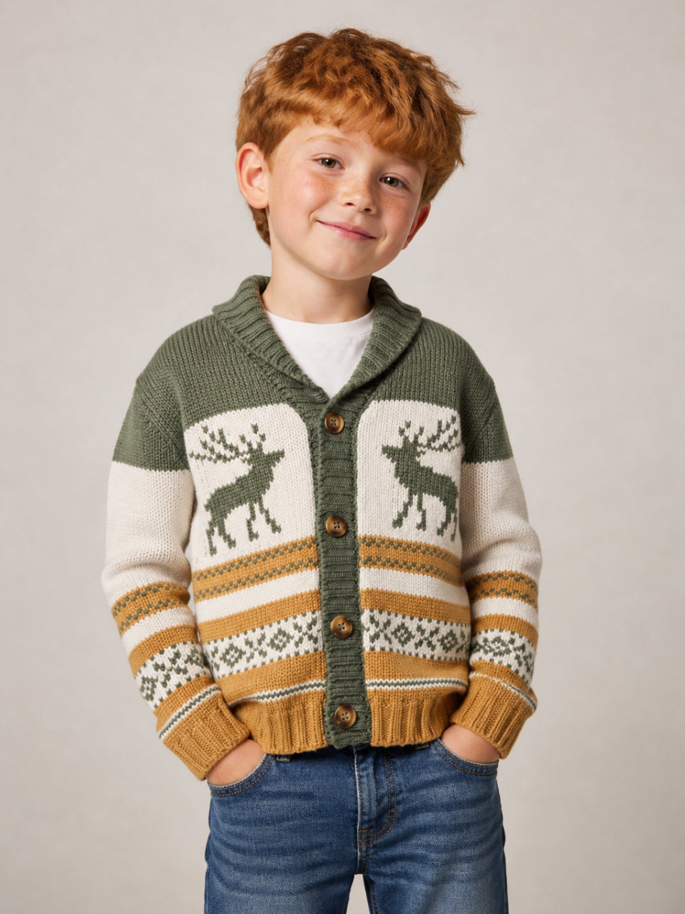Cardigan con intario per bambino Bonton Kids multicolor con revers a scialle BD18063 510 BONTON KIDS
