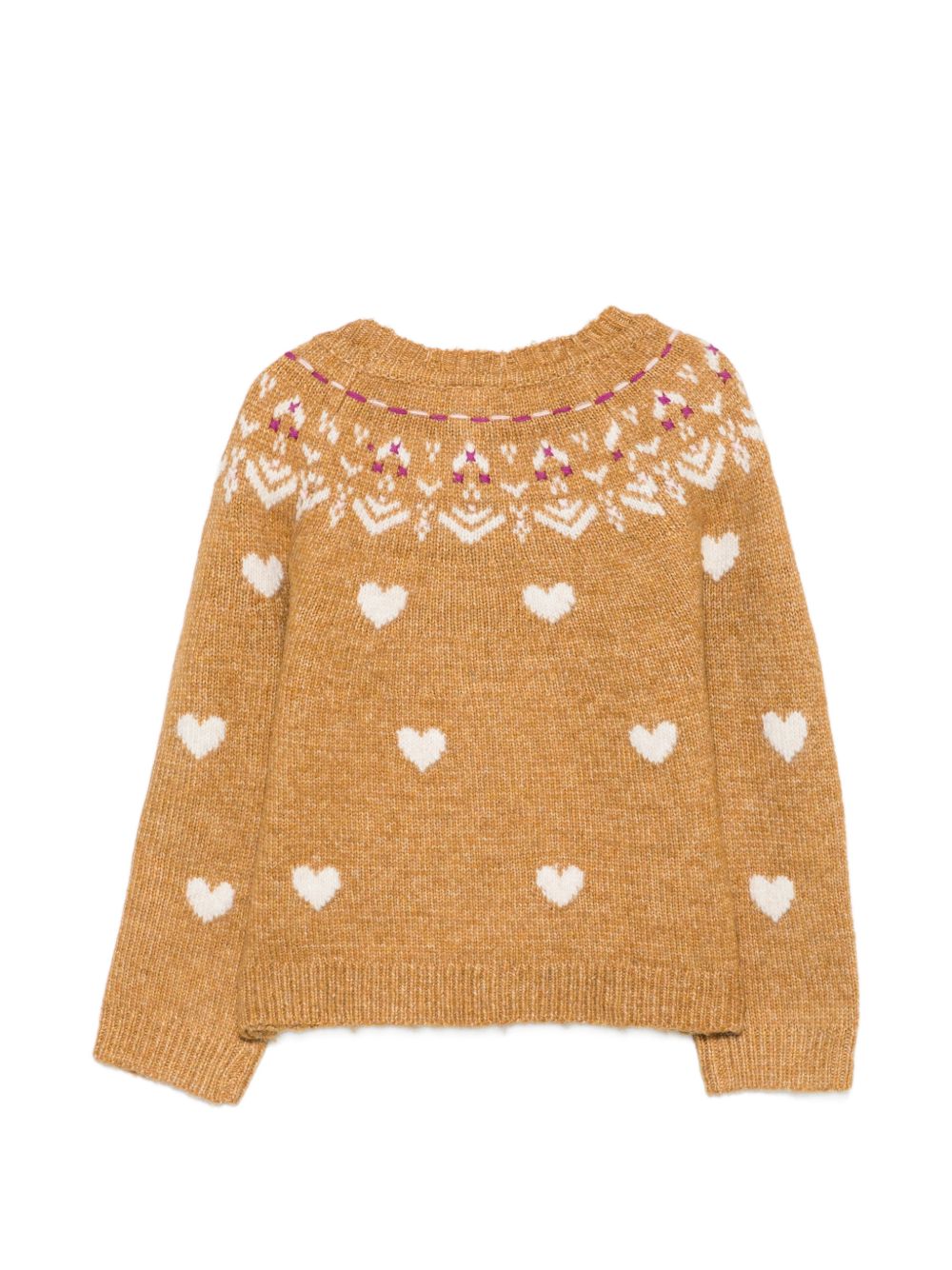 Maglione Fair Isle per bambina Bonton Kids mostarda con motivo a cuore BD18192 612 BONTON KIDS