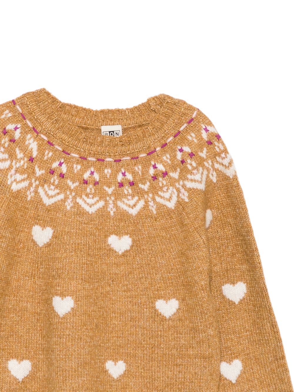 Maglione Fair Isle per bambina Bonton Kids mostarda con motivo a cuore BD18192 612 BONTON KIDS