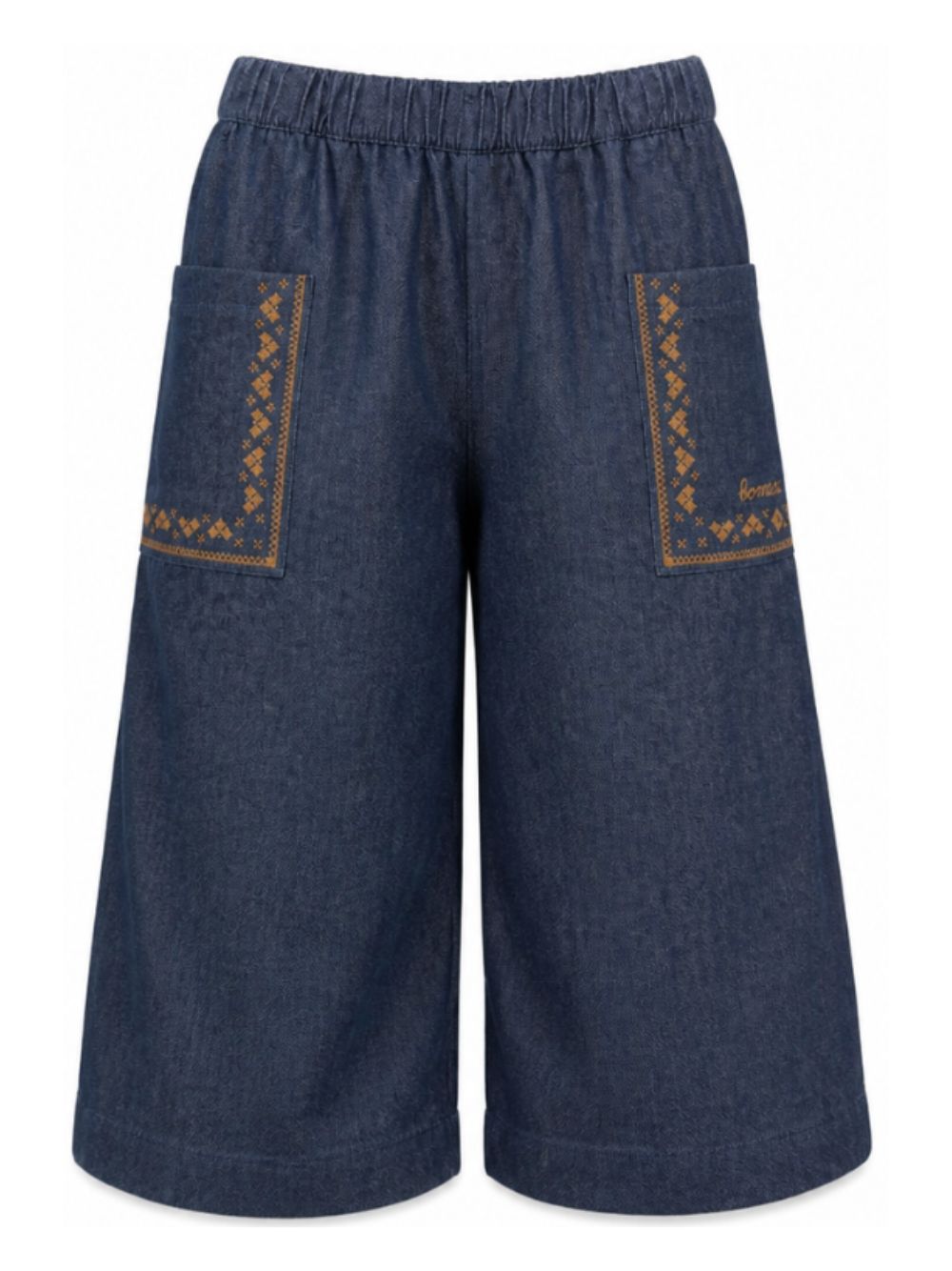 Pantaloni per bambina Bonton Kids blu navy con dettagli ricamati BD22152 430 BONTON KIDS