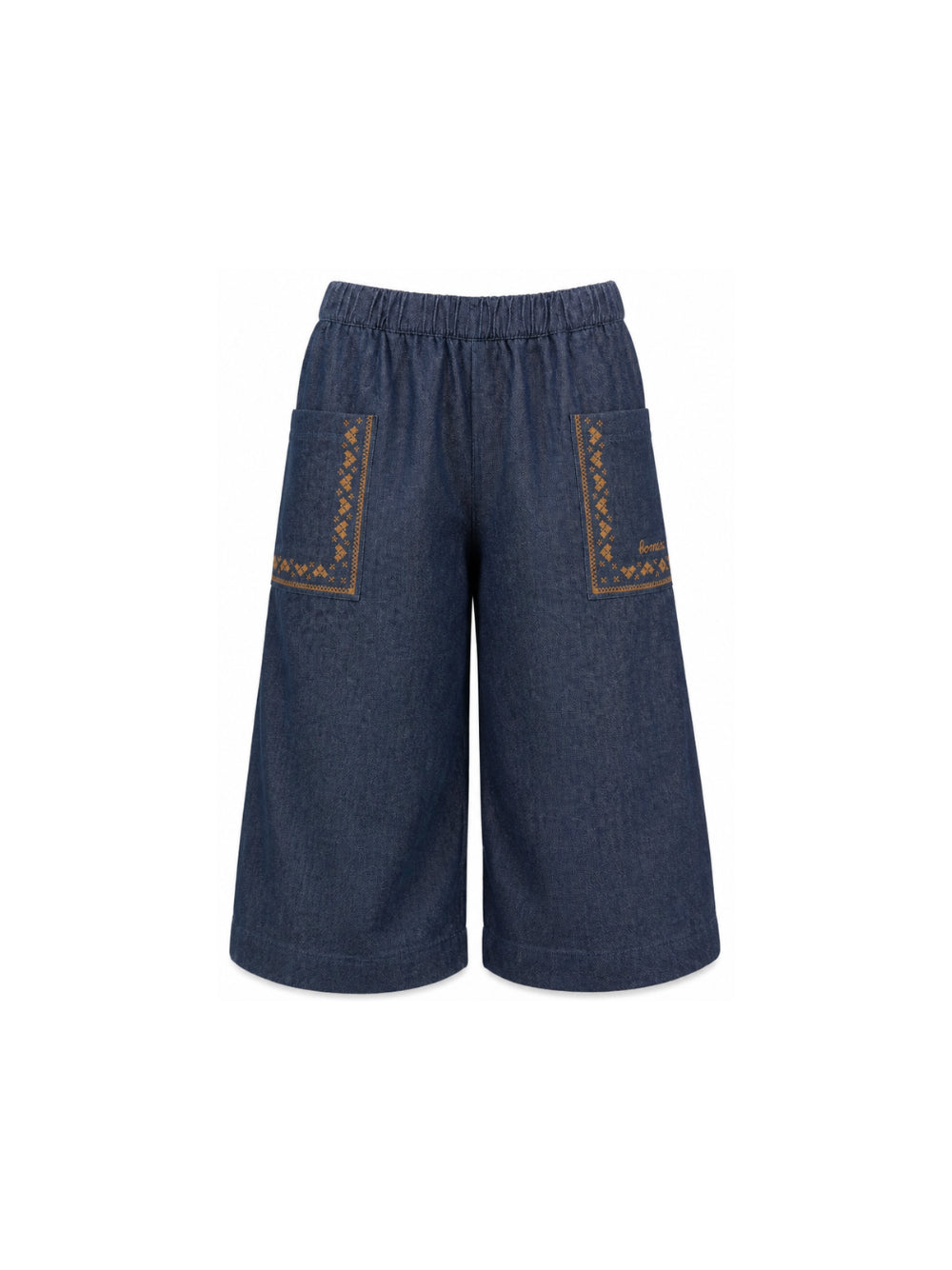 Pantaloni per bambina Bonton Kids blu navy con dettagli ricamati BD22152 430 BONTON KIDS