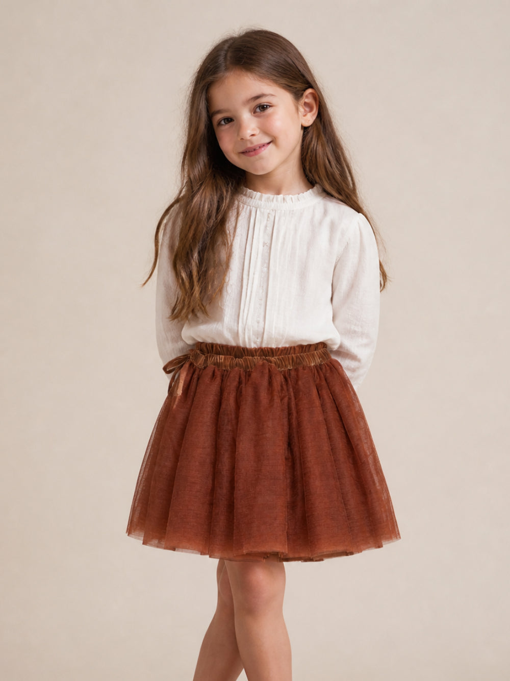 Gonna per bambina Bonton Kids marrone con vita elastica BD27082 610 BONTON KIDS
