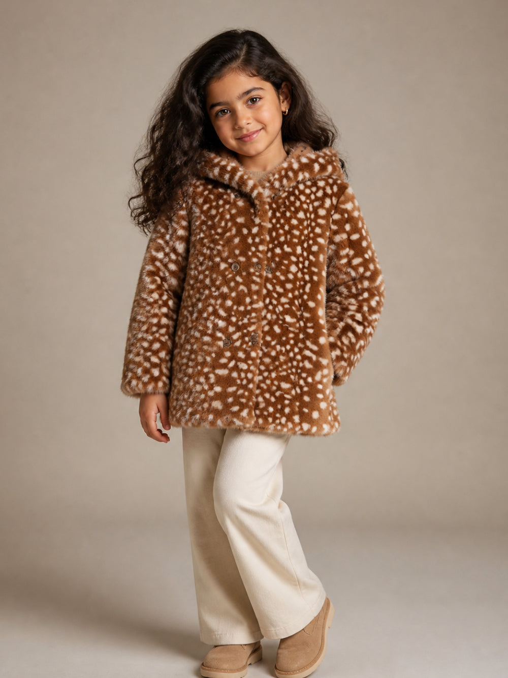 Cappotto per bambina Bonton Kids marrone con cappuccio BD44002 611 BONTON KIDS