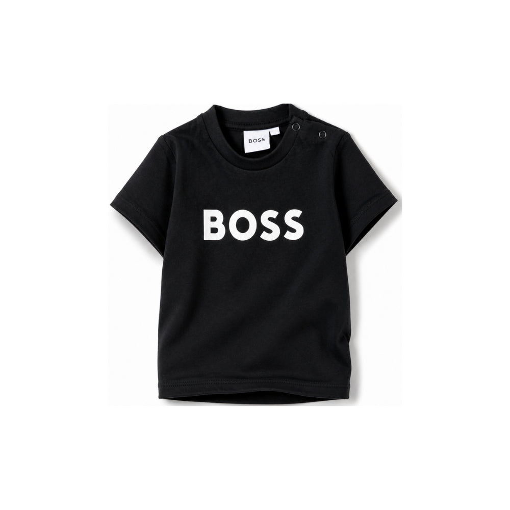 T-shirt per neonato Boss KIds blu con stampa logo sul davanti J05P12 849 BOSS KIDS
