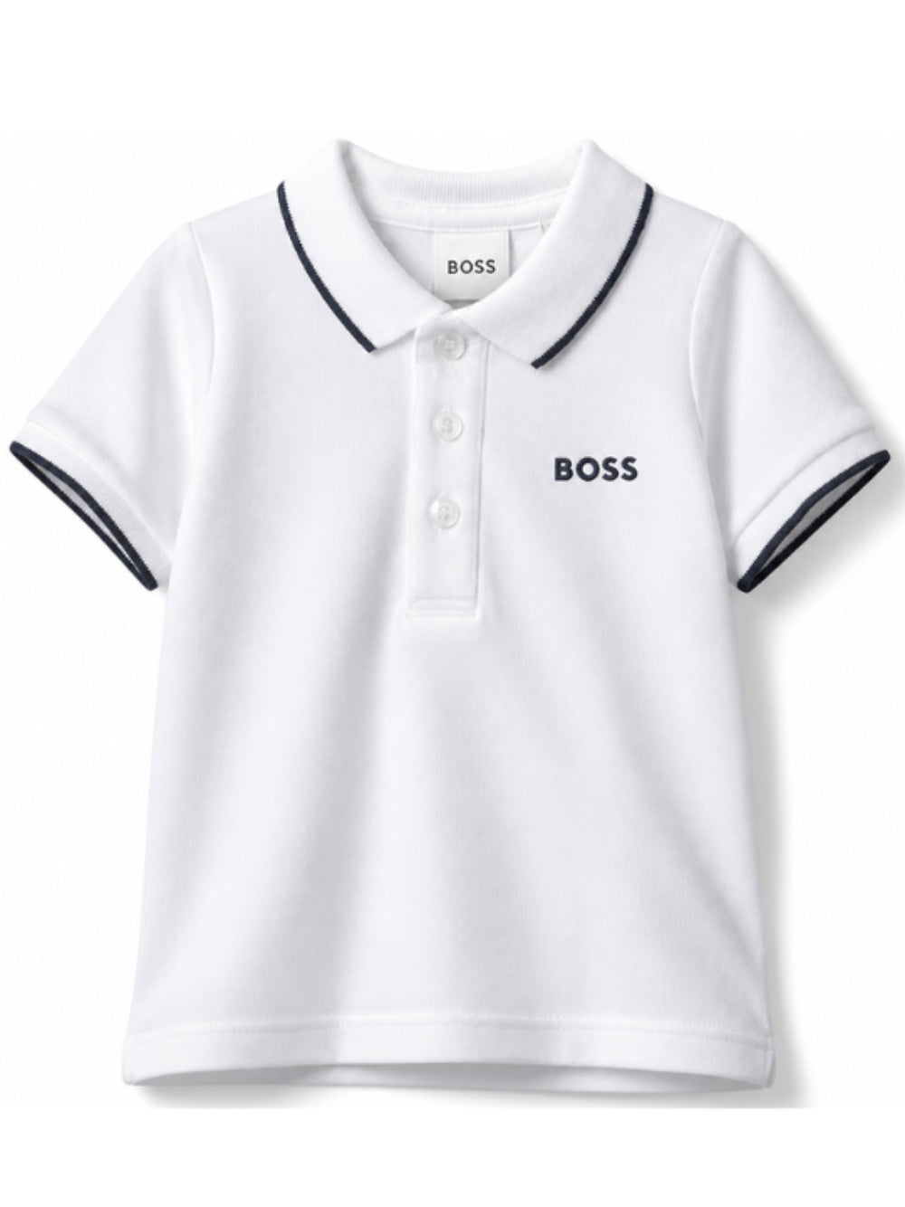 Polo con stampa per neonato BOSS Kidswear bianco con logo sul petto J05P13 10P BOSS KIDS
