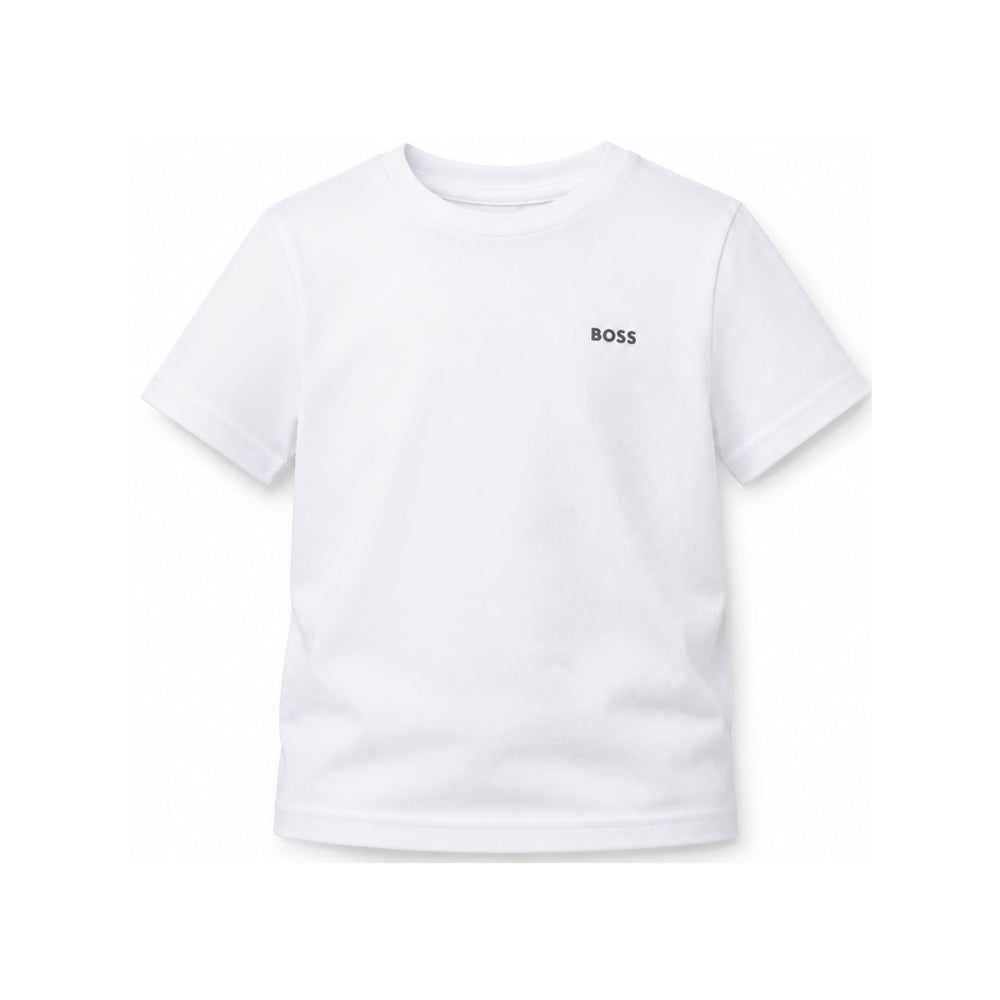 T-shirt per bambino Boss Kids bianca con logo sul davanti J25P23 10P BOSS KIDS