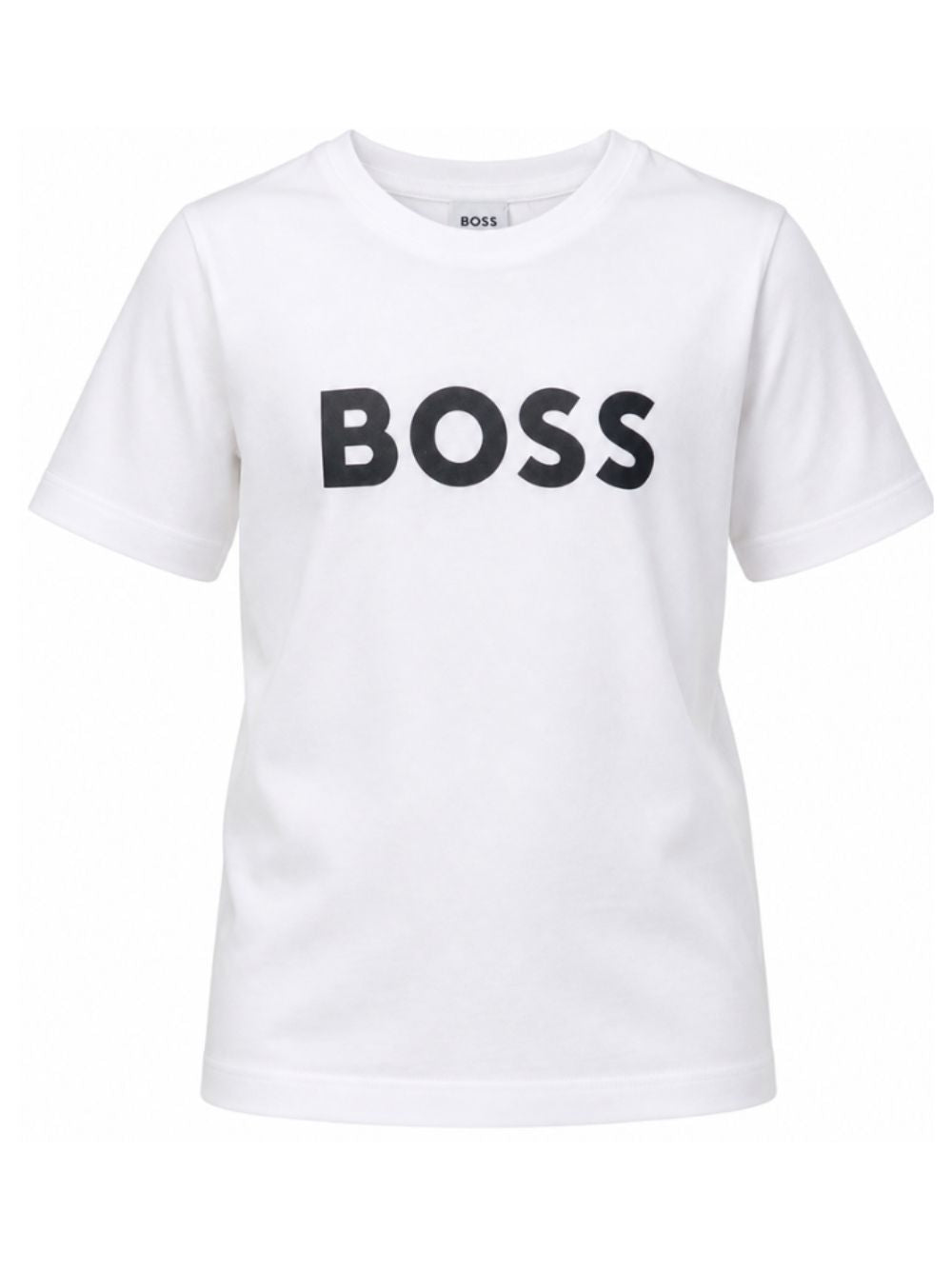 T-shirt per bambino Boss Kids bianca con stampa logo sul davanti J25P24 10P BOSS KIDS